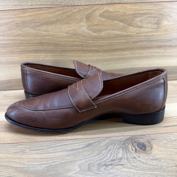 PAUL EVANS Stewart Penny Loafers Mens 9 Brown Leather Business Casual Old Money main image 6